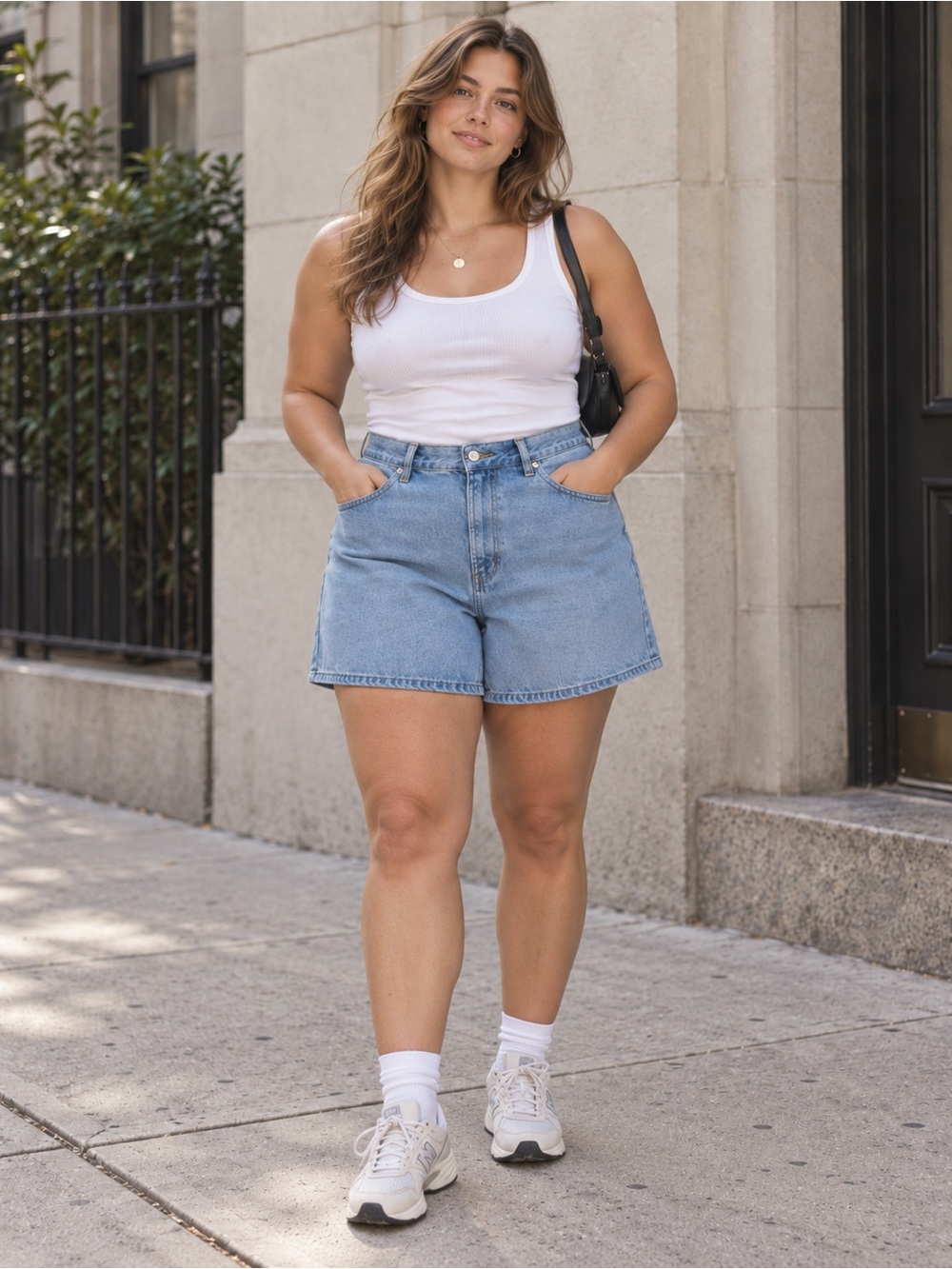 Everlane The A-Line Denim Shorts Light Wash High Rise Size 33R